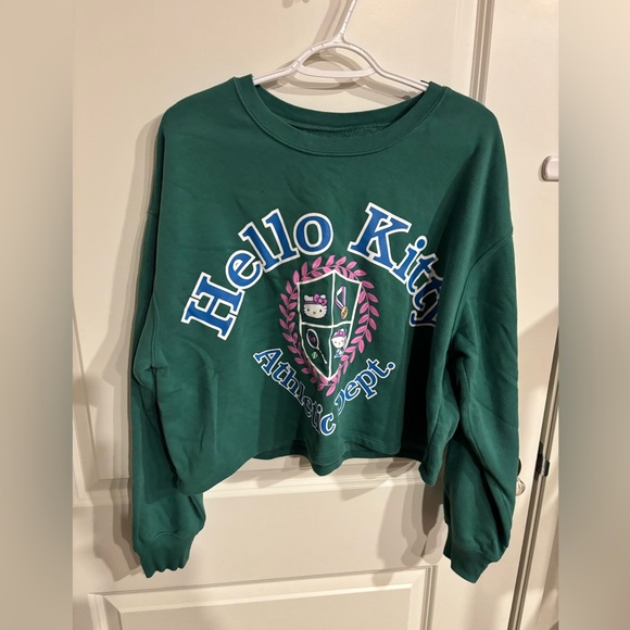 Hello Kitty Forest Green Crop Crewneck Top - Picture 1 of 4